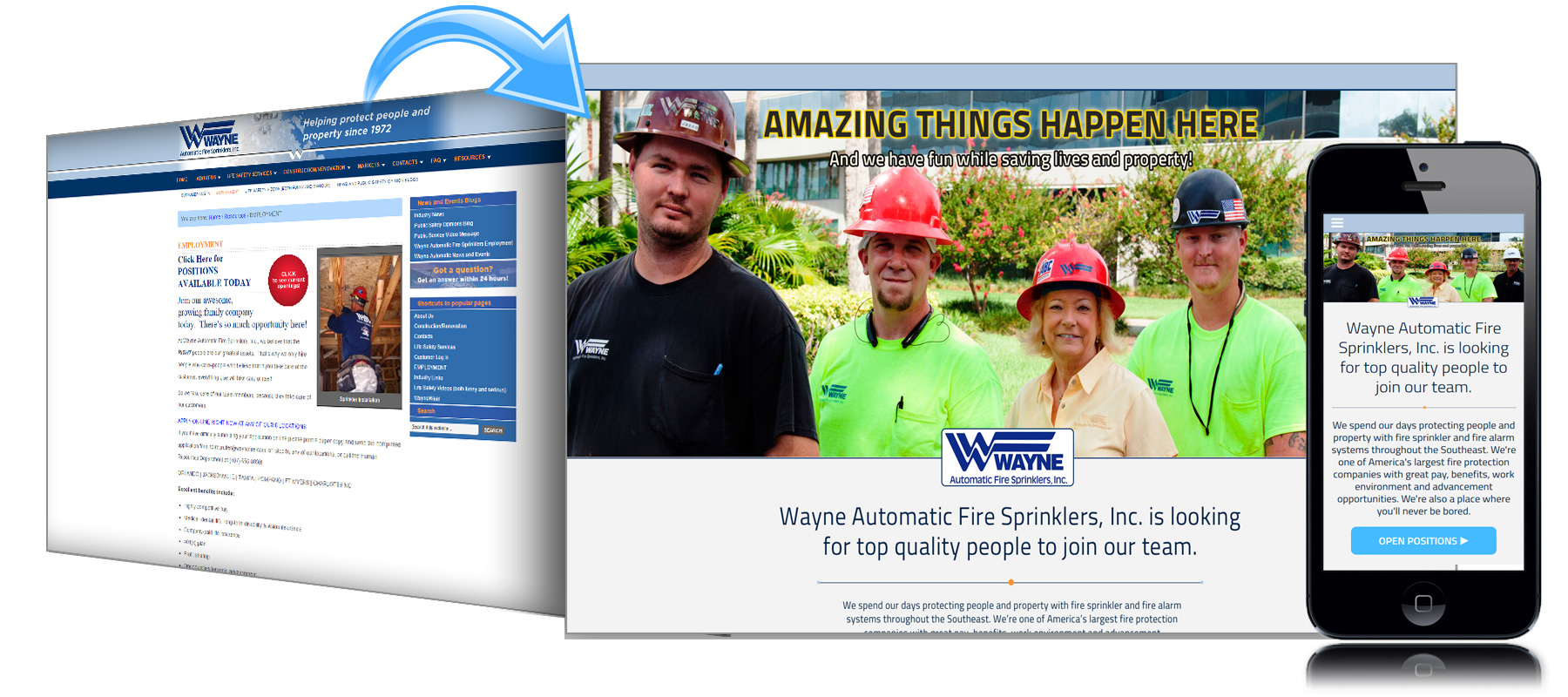 Before and After Website for Wayne Fire Sprinklers of Florida