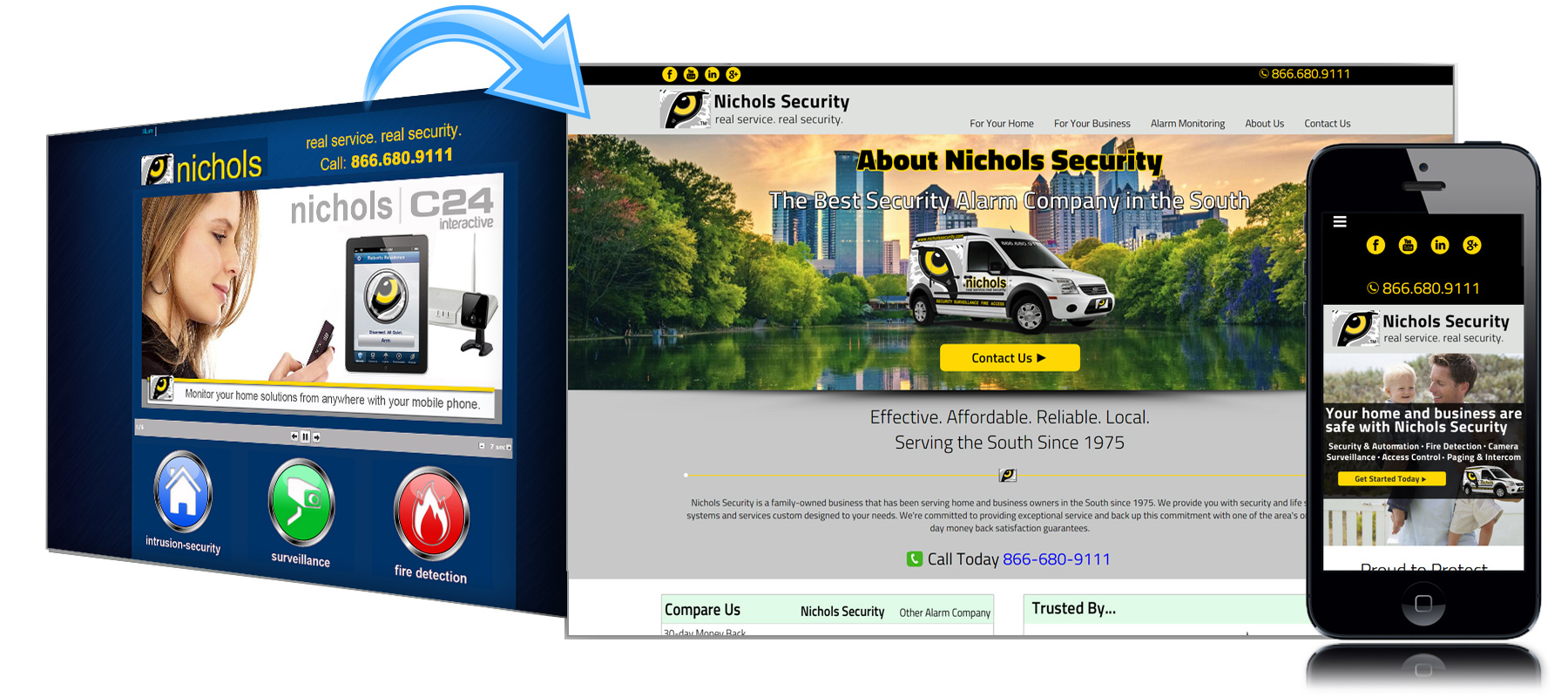 Before and After Website for Nichols Security in Georgia