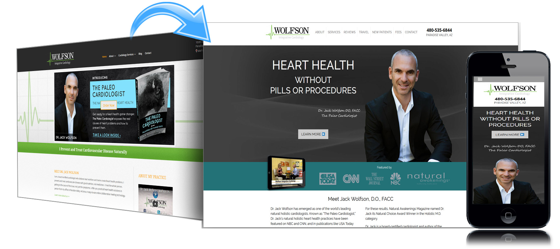 Before and After Website for Wolfson Integrative Cardiology in Paradise Valley Arizona